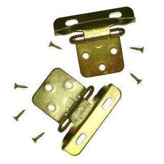 Semi Concealed Cabinet Hinge, 1/4" Overlay, Partial Wrap, Polished Brass.   Cabinet And Furniture Hinges  
