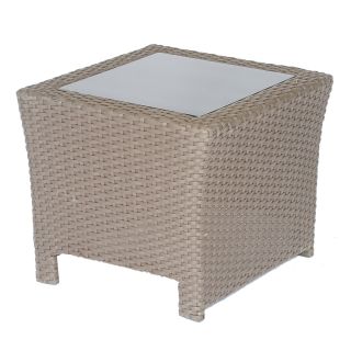 Meadow Decor Windsor Glass Top Side Table   Wicker Tables & Accents