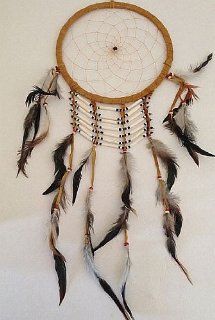 Dreamcatcher Feather Dream Catcher   Brown, LARGE 9" Diameter X 24" Long  Feather, Suede, Beads  OMA BRAND   Decorative Hanging Ornaments