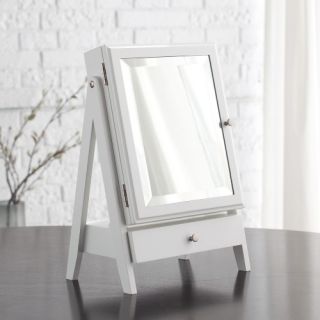 Easel Table Top Jewelry Box w/ Linen Lining   White   11W x 16.3H in.   Womens Jewelry Boxes
