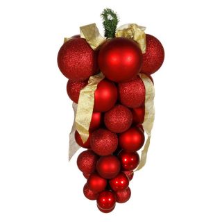 Vickerman 24 in. Red Glaze Glitter Matte Grape Cluster   Ornaments