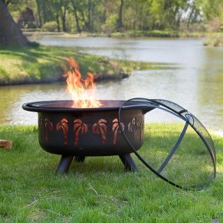 Red Ember Oasis Fire Pit with Grill Grate and Free Cover   Fire Pits
