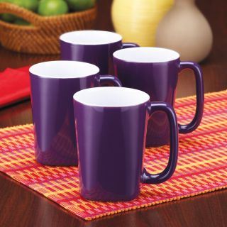 Rachael Ray Dinnerware Round & Square Collection Mugs 4 pc. Set   Purple   Coffee Mugs