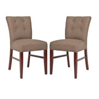 Safavieh Grayson Curved Tufted Dining Side Chairs   Olive Linen   Set of 2   Dining Chairs