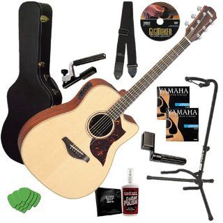 Yamaha A3M Guitar COMPLETE BUNDLE w/ Hard Case, Stand & Strap Musical Instruments