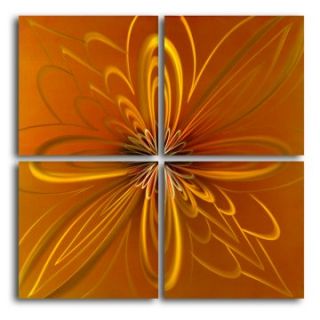 Spirographic Flower on Tiles 4 Piece Handmade Metal Wall Art  32W x 32H in.   Wall Sculptures and Panels