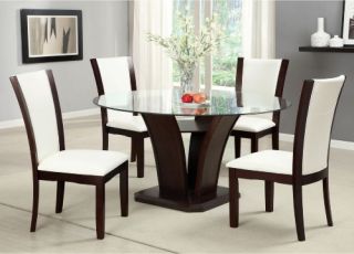 Furniture of America Helena 5 Piece Glass Top Dining Set   Dark Cherry   Dining Table Sets