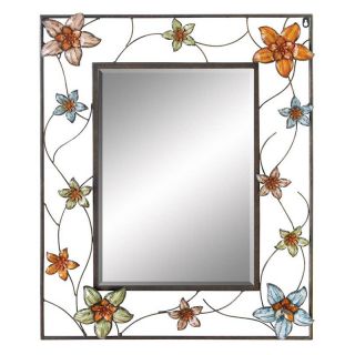Metal Wall Mirror with Colorful Flowers   26W x 34H in.   Wall Mirrors