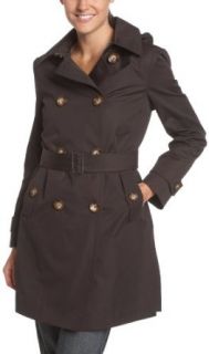 MICHAEL Michael Kors Women's Michael Kors Women'S Satin Double Breasted Trench, Espresso, Small Outerwear