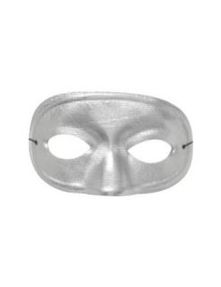 Half Domino Mask Metallic Silver Halloween Costume   Most Adults Clothing