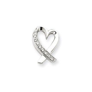 14 Karat White Gold Diamond Sweetheart Slide   9mm Pendant Necklaces Jewelry