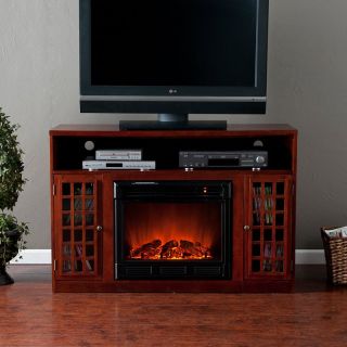 Narita Mahogany Electric Fireplace Media Console   TV Stands