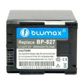 Blumax Li Ion replacement battery for Canon BP 827 fits Canon HF10 / HF100 / HF11 / HG20 / HG21 ; Legeria HF S20 /HF S200 / HF S21 ; iVis HF20 / HG21 / HF S11 etc.  Camcorder Batteries  Camera & Photo