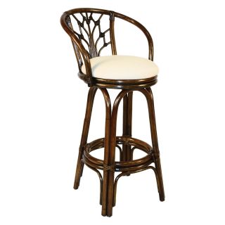 Hospitality Rattan Valencia Indoor Swivel Rattan & Wicker 24 in. Counter Stool with Cushion   Antique   Bistro Chairs