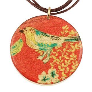 Orange Bird Pendant on Cord Jewelry
