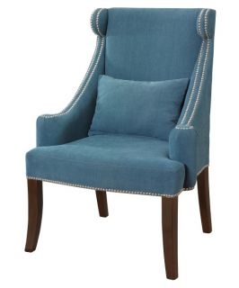 Powell Peacock Contemporary Wingback with Chrome Nailhead   Club Chairs