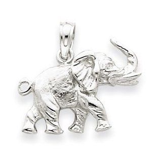 14k Gold White Gold 3 D Elephant Profile w/Tusk Pendant Jewelry