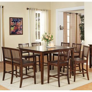 Steve Silver Branson 8 Piece Counter Height Dining Table Set with Bench   Black/Cherry   Dining Table Sets