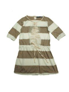 Striped Ruffled Front Dress P 1429 611132 Stripe Tan XXL/14 Clothing