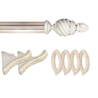 Menagerie Ready 2 in. Aged White Flame Drapery Hardware   13 pc. Set   4 ft. Pole   Curtain Rods and Hardware