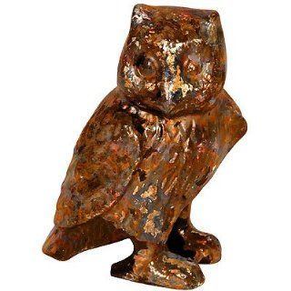 Cast Iron Owl Statue Figurine Brown 5 inch  