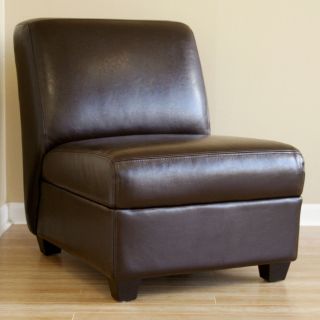 Baxton Studio Bronson Armless Leather Club Chair   Accent Chairs