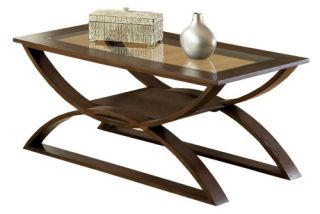 Steve Silver Dylan Rectangle Cherry Wood Coffee Table with Glass Top   Coffee Tables