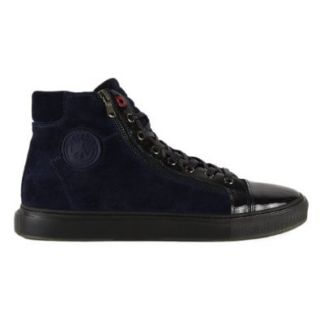 Moschino 56031 Vernice/Velour High Fashion Sneaker   Blue (Mens) Shoes