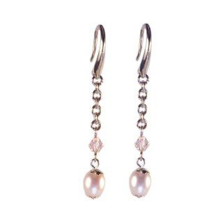 Natural Peach Pearl Earrings Made with SWAROVSKI ELEMENTS Crystal 14k Gold Plate   Made in the USA AzureBella Jewelry