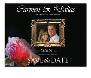 50 Save the Date Cards   Dawn Frosted Rose  Greeting Cards 