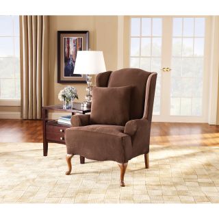 Sure Fit Stretch Pique Wing Chair Slipcover   Chair Slipcovers