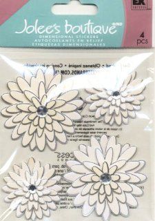Silver Flowers Dimensional Scrapbook Stickers (SPJB833)