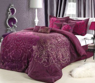 Chic Home 8 Piece Lakhani Comforter Set, King, Plum   Ralph Lauren Bedding