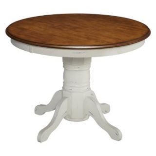 Home Styles The French Countryside Oak and Rubbed White Pedestal Table   Dining Tables