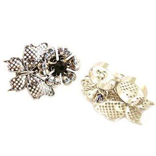 Discount Fashion Jewelry  BUTTERFLY AND 3D FLOWER ADJUSTABLE DOUBLE FINGER RING (As) Jewelry
