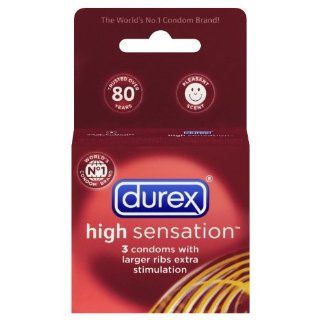 Durex High Sensation Lubricated Condoms,3 Condoms Health & Personal Care