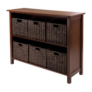 Winsome Granville 7 Piece Storage Shelf with 2 Sections and 6 Foldable Baskets   Bookcases