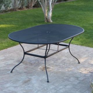 Woodard Stanton 42 x 72 in. Oval Wrought Iron Patio Dining Table   Textured Black   Patio Tables