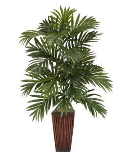 Areca Palm with Bamboo Vase Silk Plant   Silk Plants