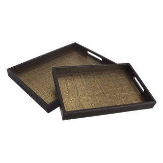 Faux Croc Brown and Bronze Nested Tray   Set of 2   MDF   Bowls & Trays