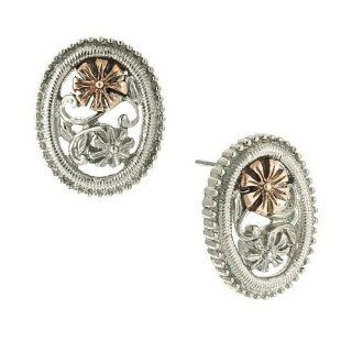 1928 Jewelry Rose Gold Daisy Silver Oval Button Earrings Dangle Earrings Jewelry