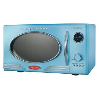 Nostalgia Electrics RMO 400BLUE Retro Series 0.9 Cubic Foot Microwave Oven   Blue   Microwave Ovens