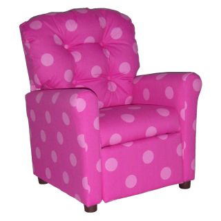 Brazil Furniture 4 Button Back Child Recliner   Candy Pink Oxygen   Kids Recliners