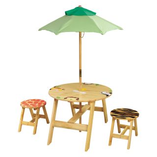 Teamson Design Sunny Safari Outdoor Table and Chair Set with Bench   Kids Tables and Chairs