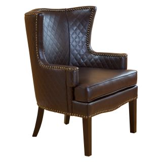 Roma Brown Quilted Leather Arm Chair   Accent Chairs