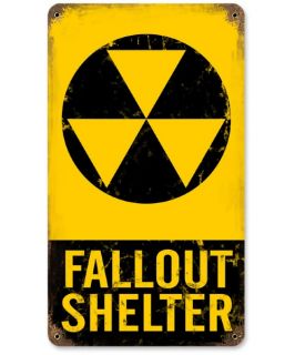 Fallout Shelter Vintage Metal Sign   Wall Sculptures and Panels