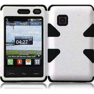 For LG 840G LG840G Dynamic Hybrid Tuff Hard Case Snap On Phone Silicone Cover White/Black Accessory Cell Phones & Accessories