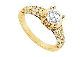 Unique Jewelry SCJ817Y14D Diamond Engagement Ring   14K Yellow Gold   1.25 CT Diamonds   Size 7 Unique Jewelry Jewelry