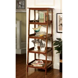 Furniture of America 4 Shelf Tray Top Style Display Stand   Antique Oak   Bookcases