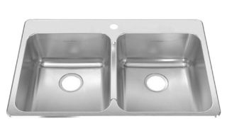American Standard Prevoir 15DB.332211.073 Double Basin Drop In Kitchen Sink   Kitchen Sinks